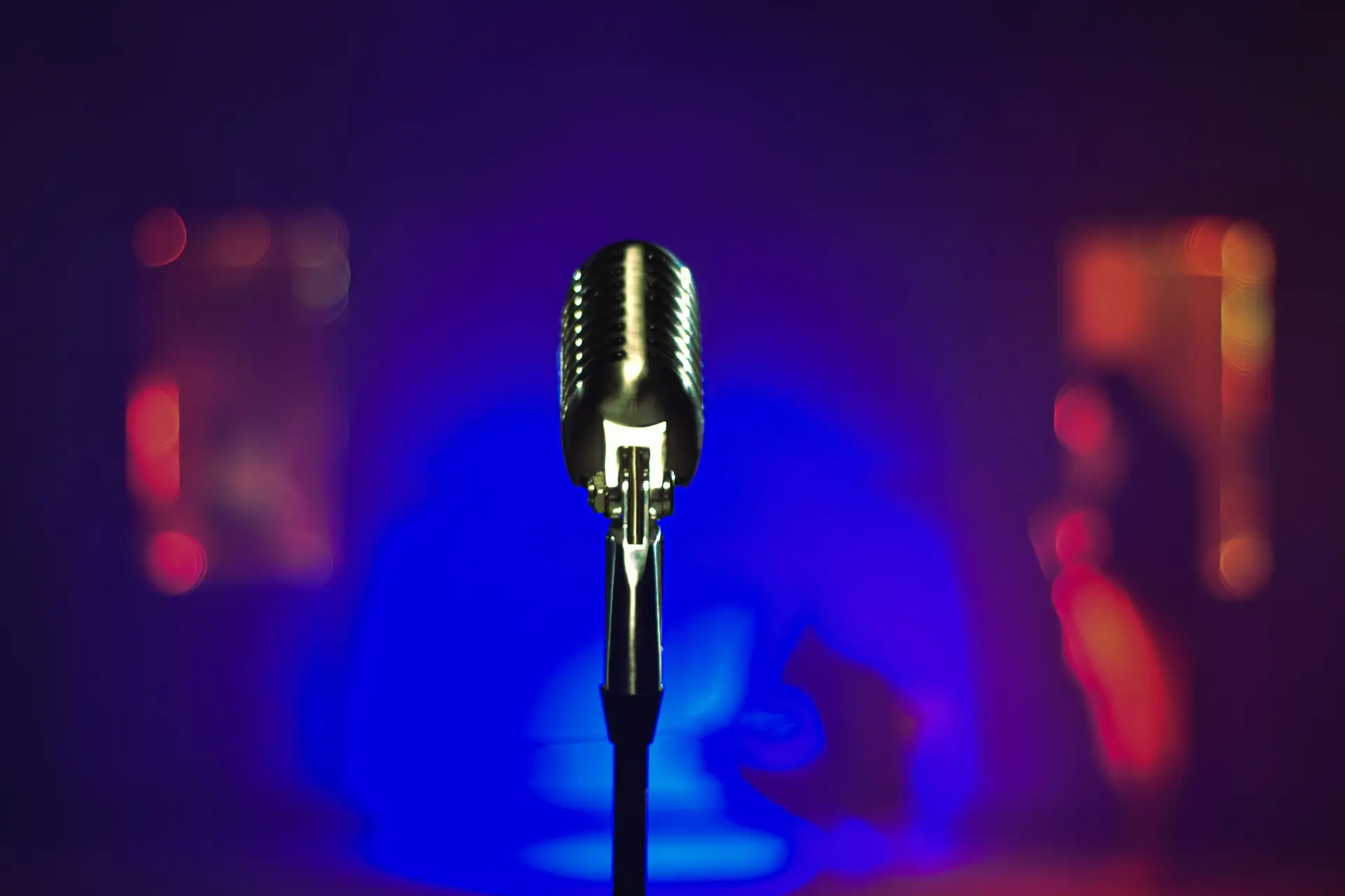 A close up of a microphone on a table